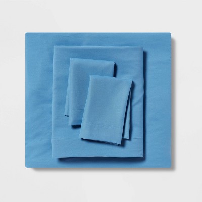 Full Garment Washed Microfiber Solid Sheet Set Blue - Room Essentials™