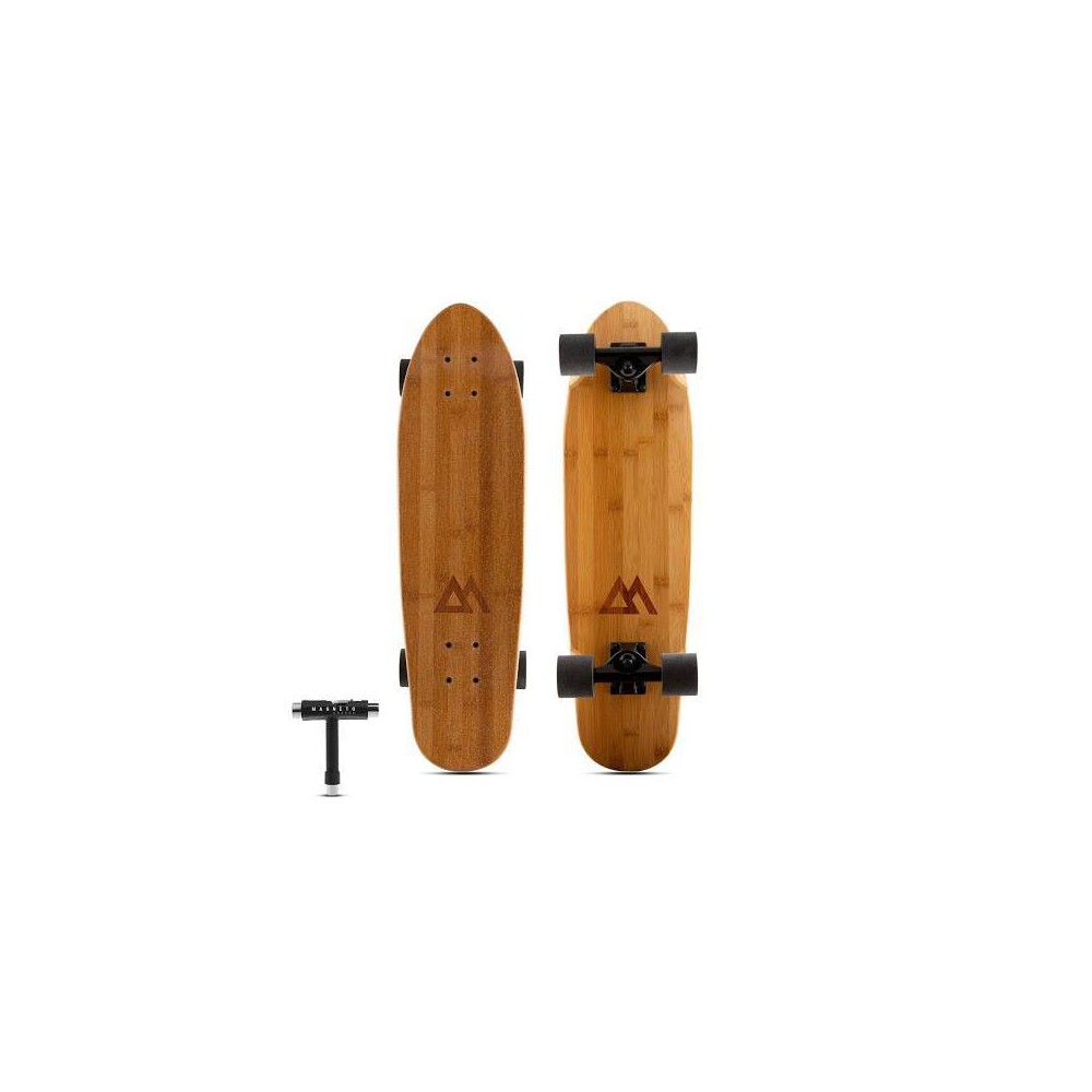 Magneto Boards Mini Cruiser Skateboard Cruiser Short Board Canadian Maple Deck - Designed for Kids  Teens and Adults (Bamboo)