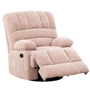 Lirago,Swivel Rocking Recliner Sofa for Adults - Brown Fabric with Adjustable Recline Positions - 1 of 4