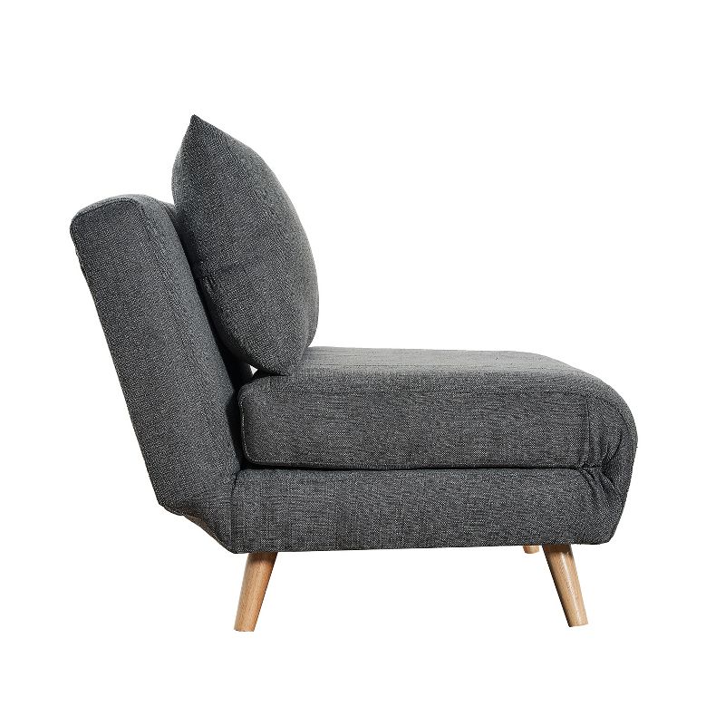 Emma and Oliver Adjustable Tri-Fold Sleeper Chair with Hideaway Legs and Pillow, Channel Stitched Upholstery, 3 of 14