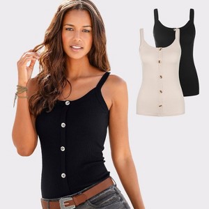 Women's 2 Pack Button Up Tops - LASCANA - 1 of 4