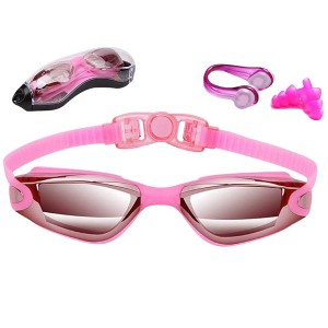 Elev8te Swim Goggles Kit - Anti-Fog, UV Protection, Adjustable Fit, Includes Earplugs & Nose Clip for All Ages - 1 of 2