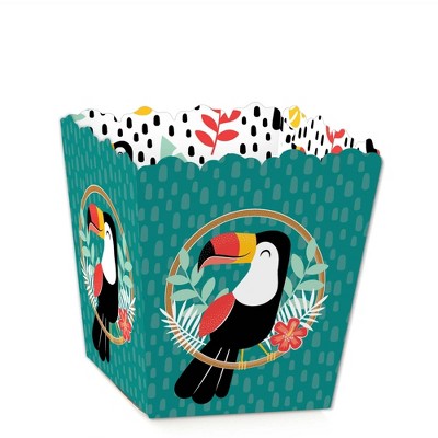 Big Dot of Happiness Calling All Toucans - Party Mini Favor Boxes - Tropical Bird Baby Shower or Birthday Party Treat Candy Boxes - Set of 12