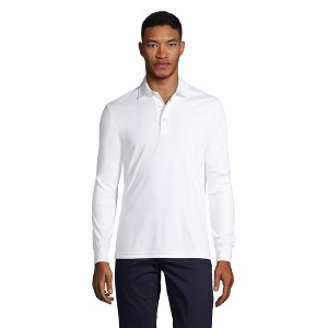 Lands' End Men's Long Sleeve Cotton Supima Polo Shirt - 1 of 4