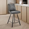 30" Arizona Barstool with Fabric Finish Charcoal/Black - Armen Living: Upholstered with Metal Frame - 2 of 4