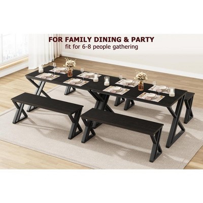 Dining Table with Benches, Kitchen Table Set for 4