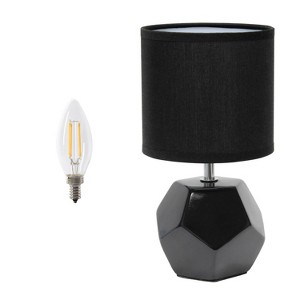 Simple Designs 10.24" Round Geometric Prism Mini Table Lamp with Matching Fabric Shade - 1 of 4