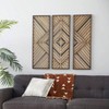 Wood Geometric Wall Art Set of 3, Slatted Wood Sculpture 12x35 inch Brown Home Decor Living Room Bedroom Wall Art - 2 of 4