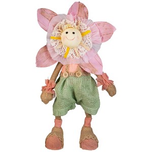Northlight Spring Floral Sitting Sunflower Girl Decorative Figure - 15.5" - Pink and Green - 1 of 4