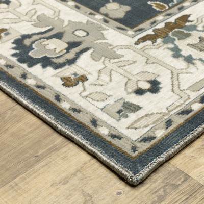 Ellington Blue and Beige Polyester Runner Rug 2'3" x 7'6"