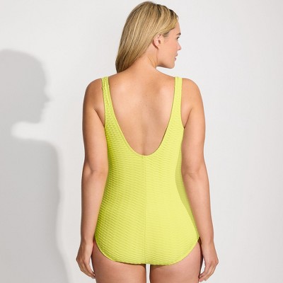 Lands' End Women's Chlorine Resistant Scoop Neck Soft Cup Tugless Sporty One Piece Swimsuit