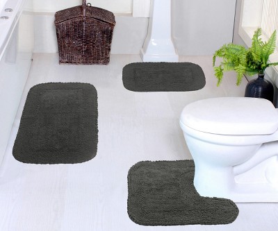 Radiant Collection Cotton Ruffle Pattern Tufted Set of 3 Bath Rug Set - Home Weavers