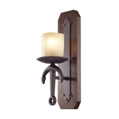 Olde Bronze Nautical Anchor Wall Sconce with Satin Glass