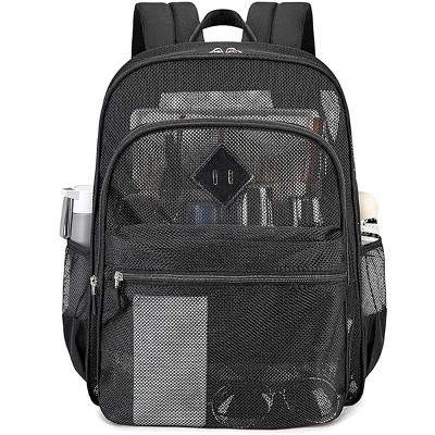 Mesh Backpack Heavy Duty, See Through School Bookbag, Transparent Net Backpack for Swimming, Beach, Sports, Work, Travel – Unisex