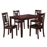 5pc Wooden And Leather Dining Set Brown/Black - Benzara