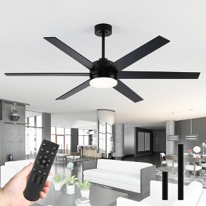 Airsurfer 65" Color-Changing LED Indoor/Covered Outdoor Ceiling Fan, 6 Plywood Blades, DC Motor, 6''/12'' Down Rods, Remote Included - 1 of 4