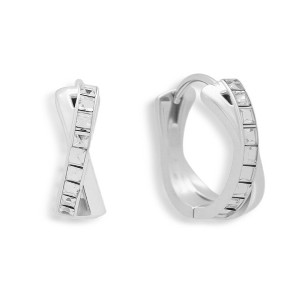 EVRY JEWELS WATERPROOF Gold or Silver Plated Stainless Steel Crystal Twist Hoop Earrings - 1 of 4
