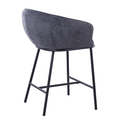 Charcoal Swivel Counter Height Barstools with Metal Frame - Set of 2