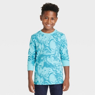 Boys' Long Sleeve Marbled T-Shirt - Cat & Jack™ Blue