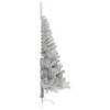 vidaXL Artificial Half Christmas Tree with Stand Silver 5 ft PET - 3 of 4