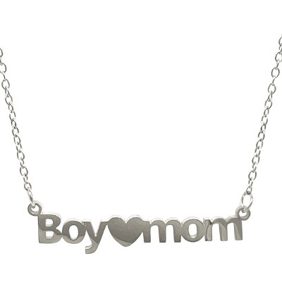 Adornia Tarnish Resistant Rhodium Plated Boy Mom Heart Necklace