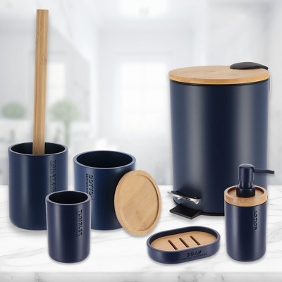Evideco French Home Goods Bathroom Accessories with Natural Accents, Modern 6-piece Set