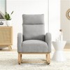 SKRAN 27.6"W Modern Accent Living Room Lounge Arm Chair,High Backrest Rocking Chair with Two Side Pocket ,Teddy Grey - 2 of 4
