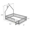 Fontoi Beds, Full Size Bed with Headboard, Wood Bed with Guardrails and Door for Girls and Boys, Gray, 60"*64.8"*78.2" - 2 of 4