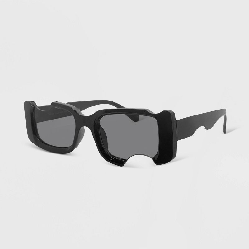 Women&#39;s Plastic Rectangle Cutout Sunglasses - Wild Fable&#8482; Black, 2 of 5