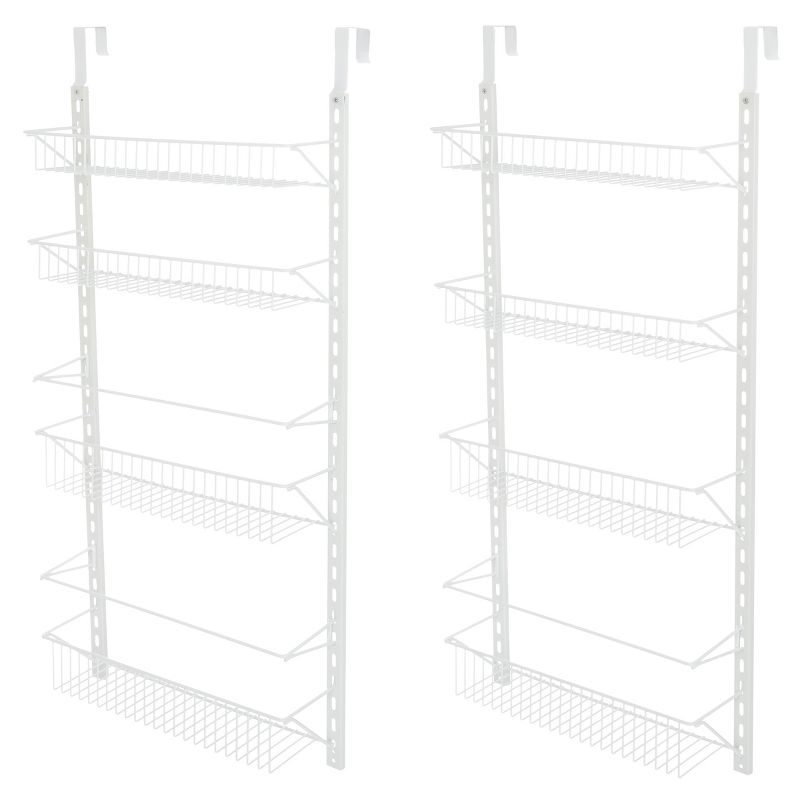 Over the Door Organizer - Hanging Wall Rack for Closet, Bathroom, or Kitchen Organization and Storage - Metal Pantry Shelves by Home-Complete (White), 4 of 9