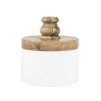 Small White Wood Canister - Foreside Home & Garden