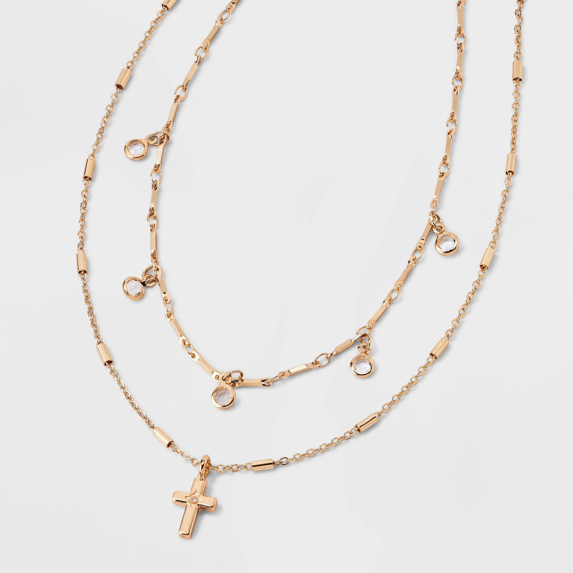 Cross Charm Multi-Strand Necklace - Wild Fable™ Gold