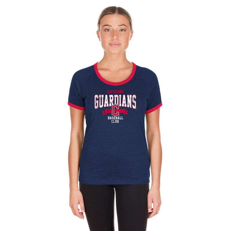 MLB Cleveland Guardians Women&#39;s Heather Bi-Blend Ringer T-Shirt, 5 of 7
