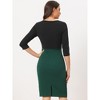 Allegra K Women's Elegant Round Neck 3/4 Sleeves Contrast Office Sheath Pencil Dresses - 3 of 4