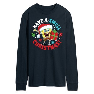 Men's - SpongeBob SquarePants - Have A Swell Christmas Long Sleeve Graphic T-Shirt - 1 of 4
