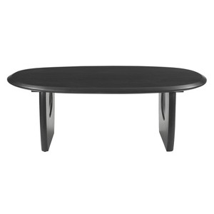 The Urban Port 43" Coffee Table Handcrafted Acacia Wood Cut Out Rounded Panel Legs Black - 1 of 4