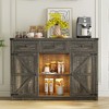 Fredees Farmhouse Sideboard Buffet Cabinet with Storage, 3 Drawers & 2 Doors, Coffee Bottle Bar with Light & Charging Station, Rustic Brown - 3 of 4