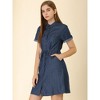 INSPIRE CHIC Women's Jean Chambray Summer Casual Button Down Denim Dresses - 2 of 4