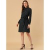 Allegra K Women's Mock Neck Swing Midi Long Sleeve A-line Floral Dress - 3 of 4