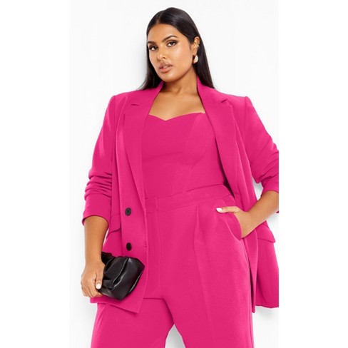 Women s Plus Size Oversized Alexis Blazer Jacket Lipstick Pink City Chic Target