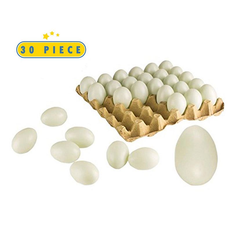 30 Fake Chicken Eggs On Tray Realistic Egg Toy Food Playset For Kids- Pretend Play Artificial Kitchen Foods - Light Green Faux Duck Eggs Kitchen Decor, 1 of 5