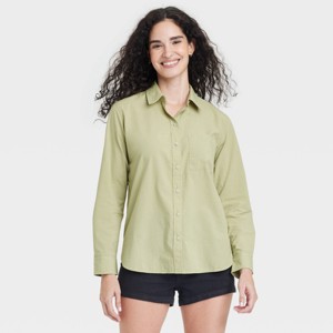 Women's Long Sleeve Collared Button-Down Shirt - Universal Thread™ - 1 of 3
