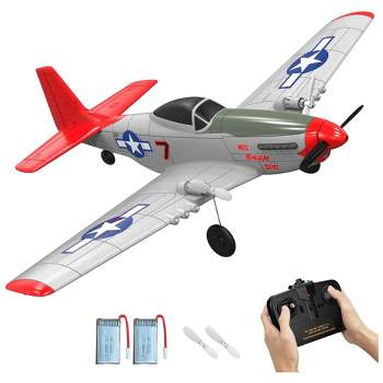 VOLANTEXRC Remote Control 4-CH RC Plane P51 Mustang Radio Controlled Plane for Beginners w/Xpilot Stabilization System, One Key Aerobatic, Red