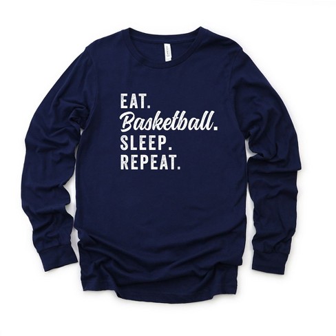 Simply Sage Market Women's Eat Basketball Sleep Repeat Long Sleeve Graphic Tee - image 1 of 2