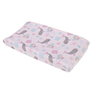 NoJo Sugar Reef Mermaid Pink, Aqua, Gray Super Soft Contoured Changing Pad Cover - 1 of 4