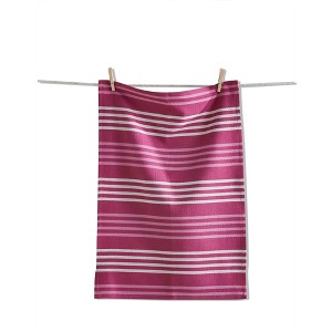 TAG Basket Weave Stripe Dishtowel Raspberry - 1 of 1