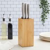 Juvale Bamboo Universal Knife Block with Adjustable Bristles, Knife Stand Holder without Knives for Kitchen Counter, 4.13x9.25" - 2 of 4