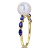 EVERLY JEWELRY |10k Yellow Gold 3/4 CT TGW Created Blue Sapphire And 8 - 8.5 MM White Freshwater Cultured Pearl Fashion Ring - 2 of 4