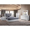 Vynxaria White & Chrome 2-Drawer Nightstand, High Gloss Finish, Ball Bearing Metal Glides, Aluminum Handle, Modern Design - 4 of 4