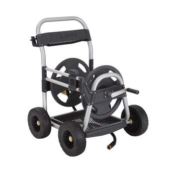 Liberty Garden 301 2 Wheel Outdoor Garden Water Hose Reel Storage Holder  And Cart With 200' 5/8 Hose Capacity - Black : Target